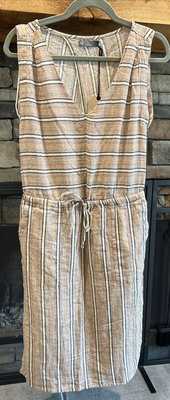 womens PRANA copper stripe ECOTROPICS organic cotton dress sz XS $89 *C5